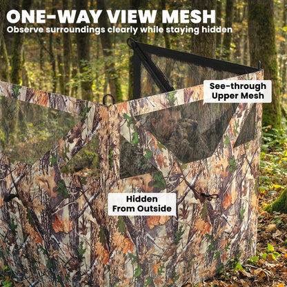 3-Panel Pop-Up Hunting Blind | 176" One-Way See-Through Camo Blind with Storage Pockets