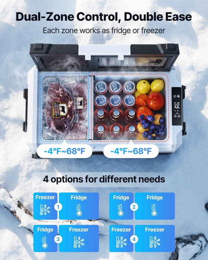 12V Portable Car Fridge Freezer 37QT | Dual Zone, Wheels & App Control