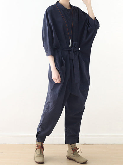 Cotton Belted Utility Jumpsuit - Relaxed Everyday Fit