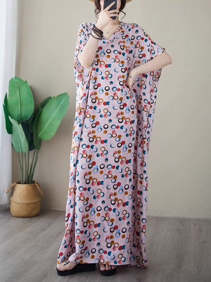 Women's Beach Big Dots V-neck Printed Kaftan dress