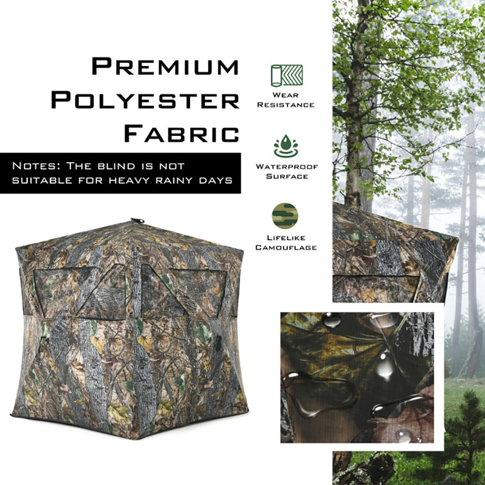 3-Person Pop-Up Ground Hunting Blind – Detachable Mesh Windows, Camo
