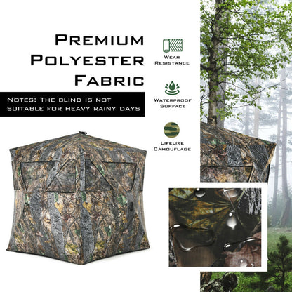 3-Person Pop-Up Ground Hunting Blind – Detachable Mesh Windows, Camo