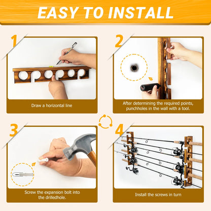 Wall & Ceiling Fishing Rod Rack – Holds 12 Rods, Garage Storage, 3 Pack Sizes
