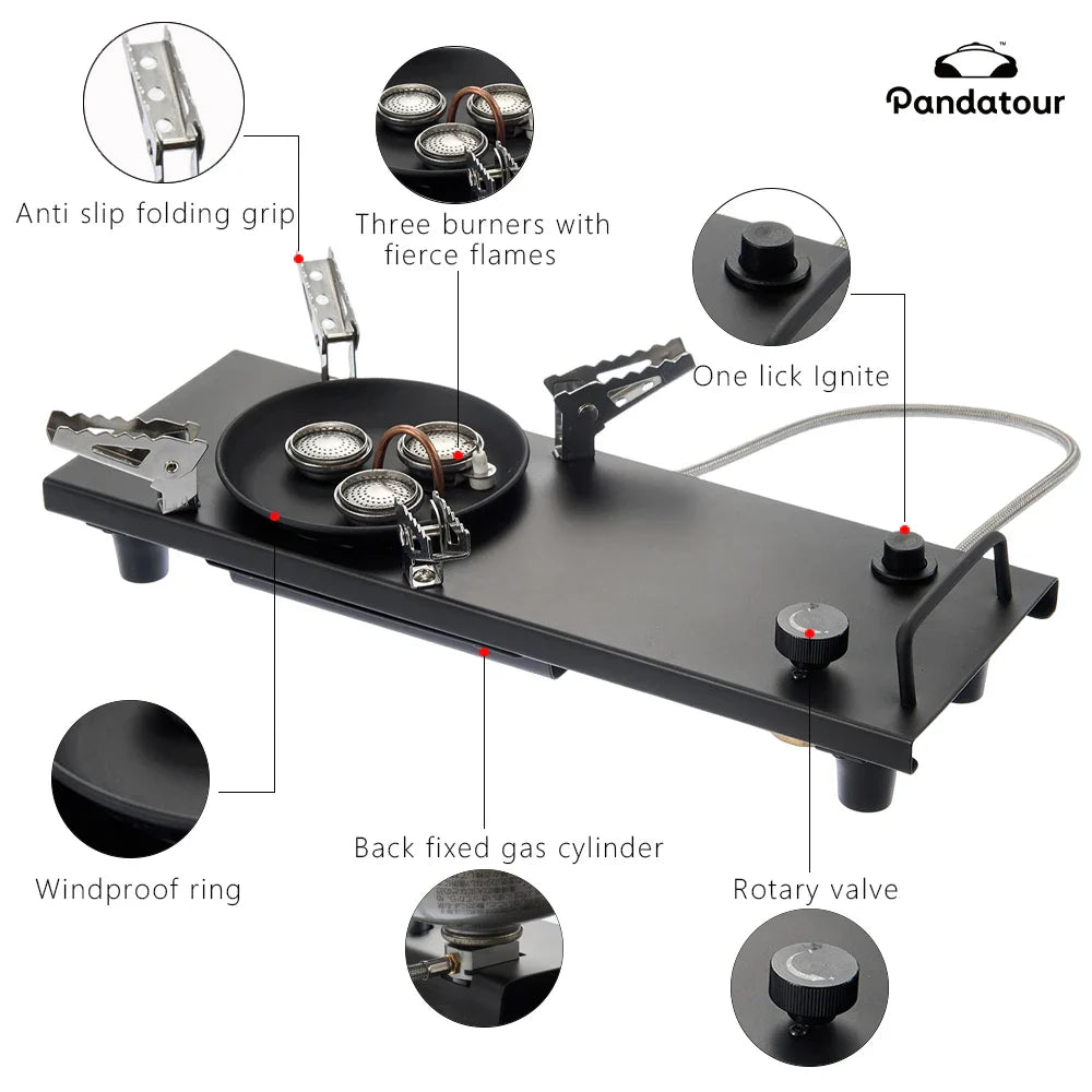 Pandatour Camping IGT 0.5UNT Gas Stove Outdoor One-Click Ignite High Efficiency Camping Table Stove High Firepower