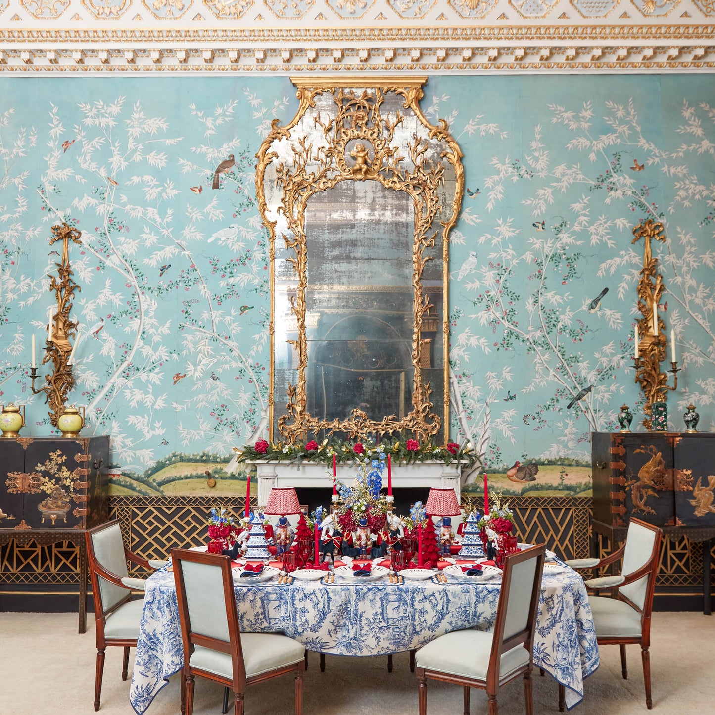 Blue Isla Toile Tablecloth