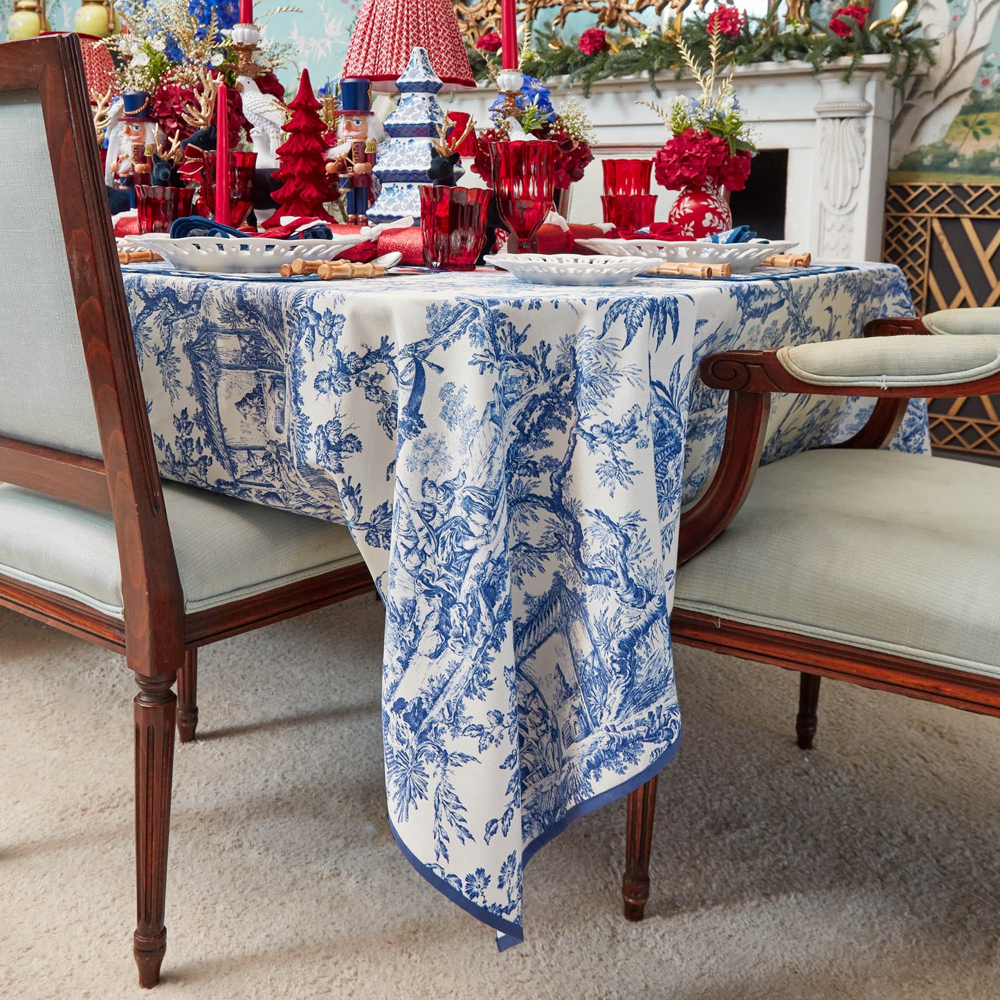 Blue Isla Toile Tablecloth