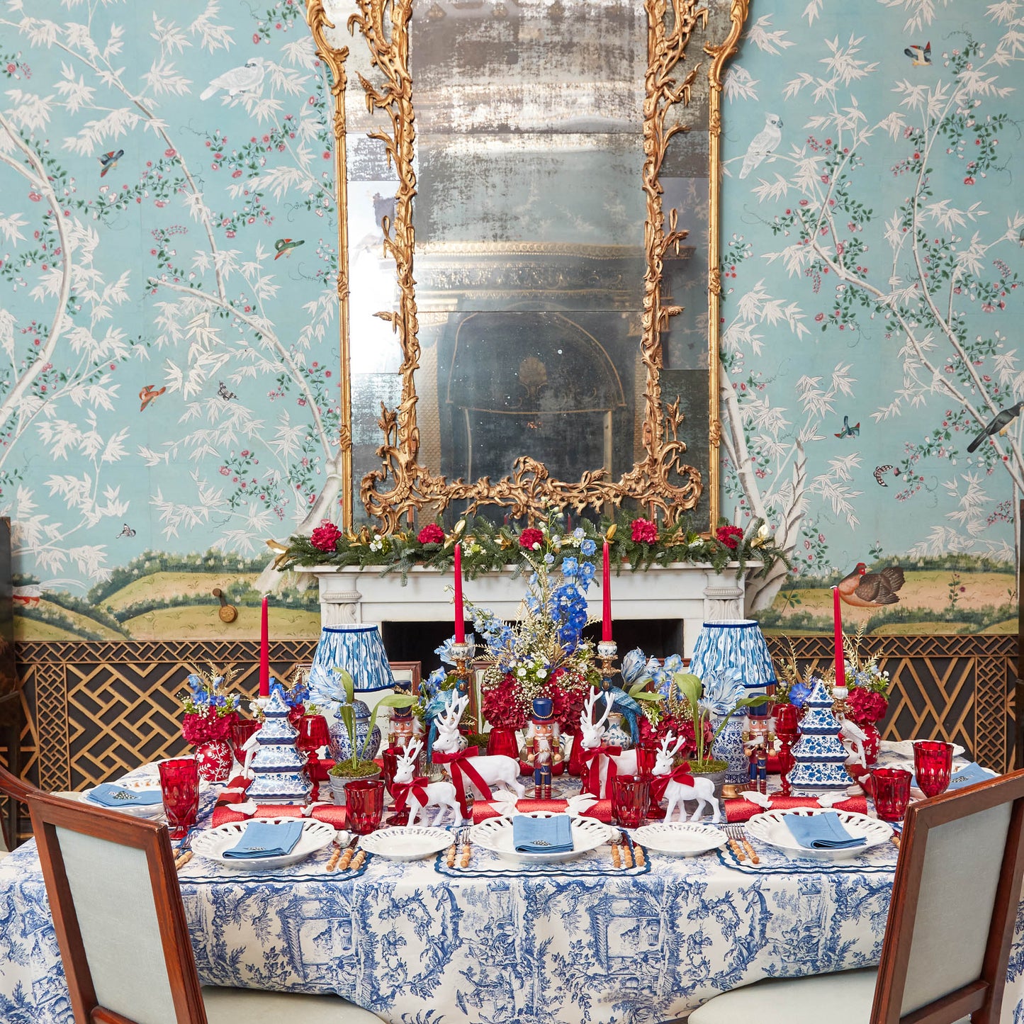 Blue Isla Toile Tablecloth