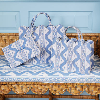 Blue Small Mrs. Alice Ikat Tote Bag