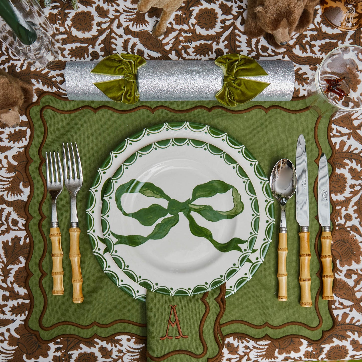 Green & Chocolate Katherine Placemats (Set of 4)