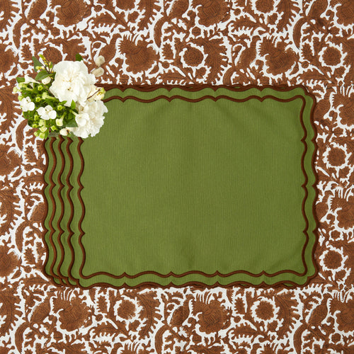 Green & Chocolate Katherine Placemats (Set of 4)