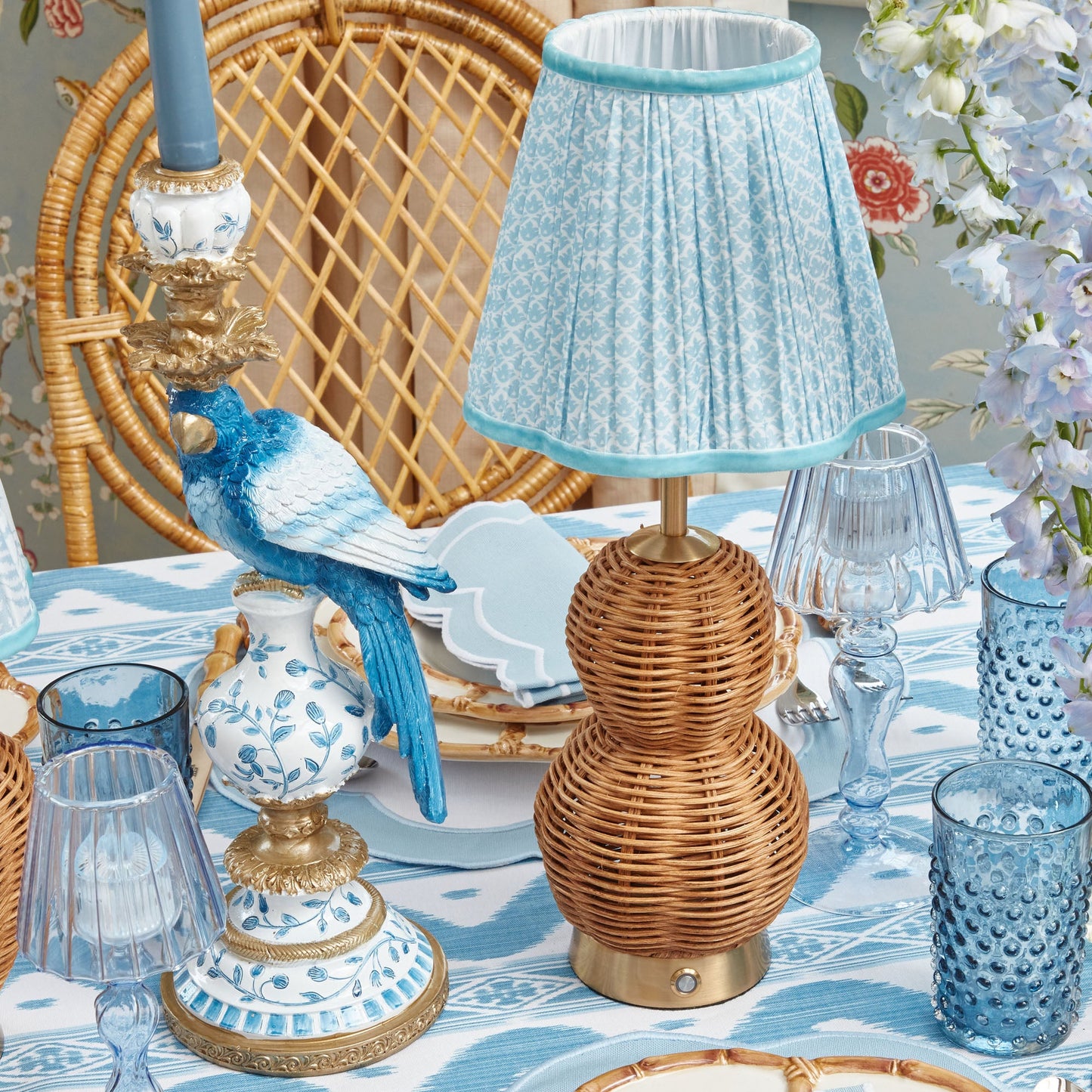 Trio of Rechargeable Rattan Lamps