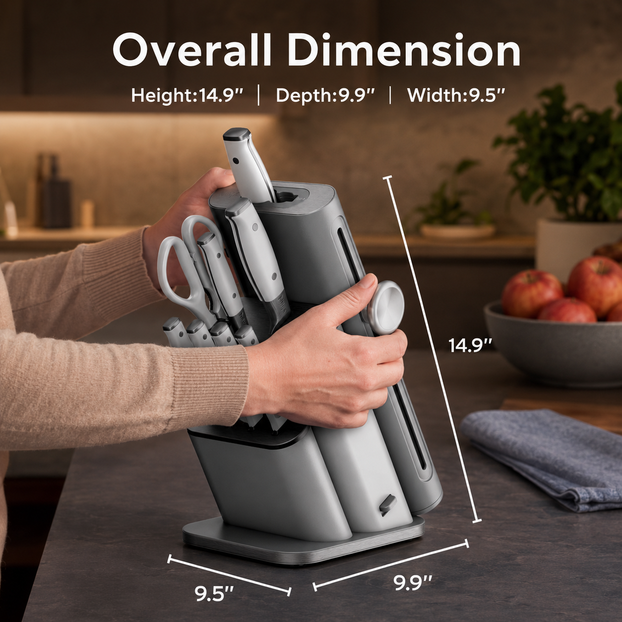 10‑Piece Knife Set with Removable Ceramic Sharpener