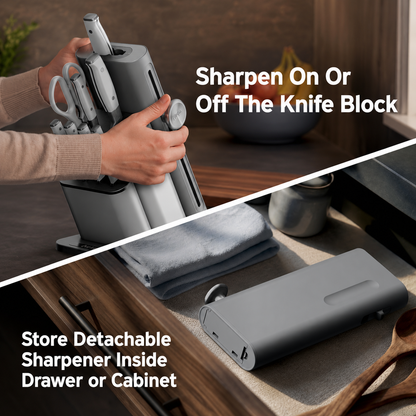 10‑Piece Knife Set with Removable Ceramic Sharpener