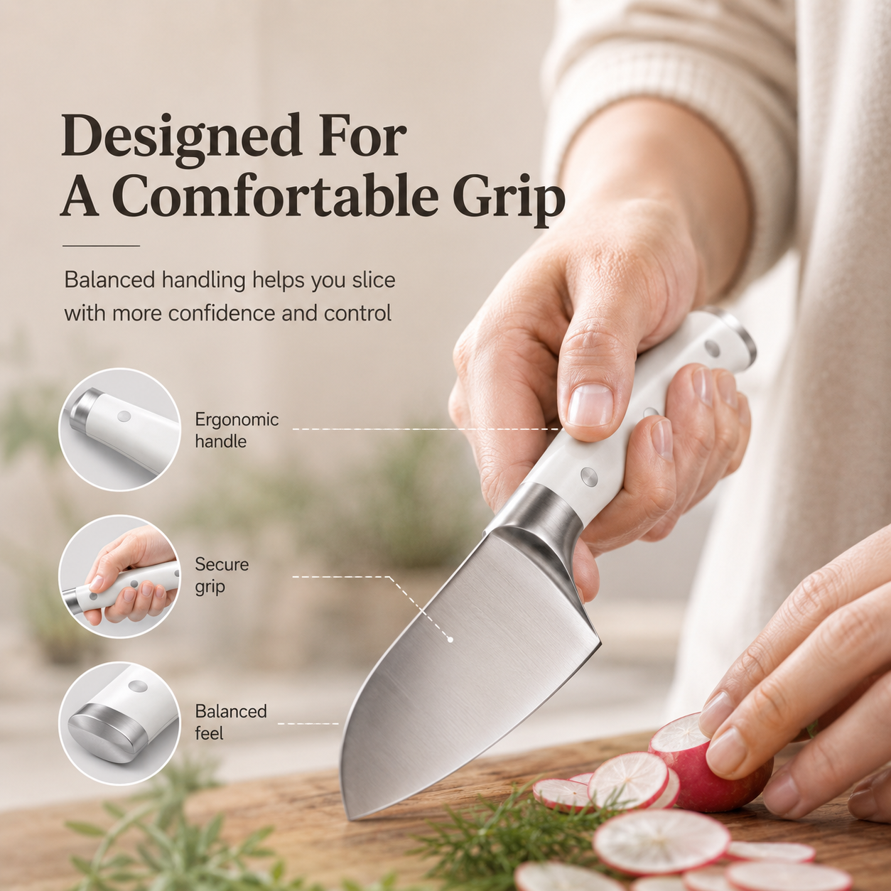 10‑Piece Knife Set with Removable Ceramic Sharpener
