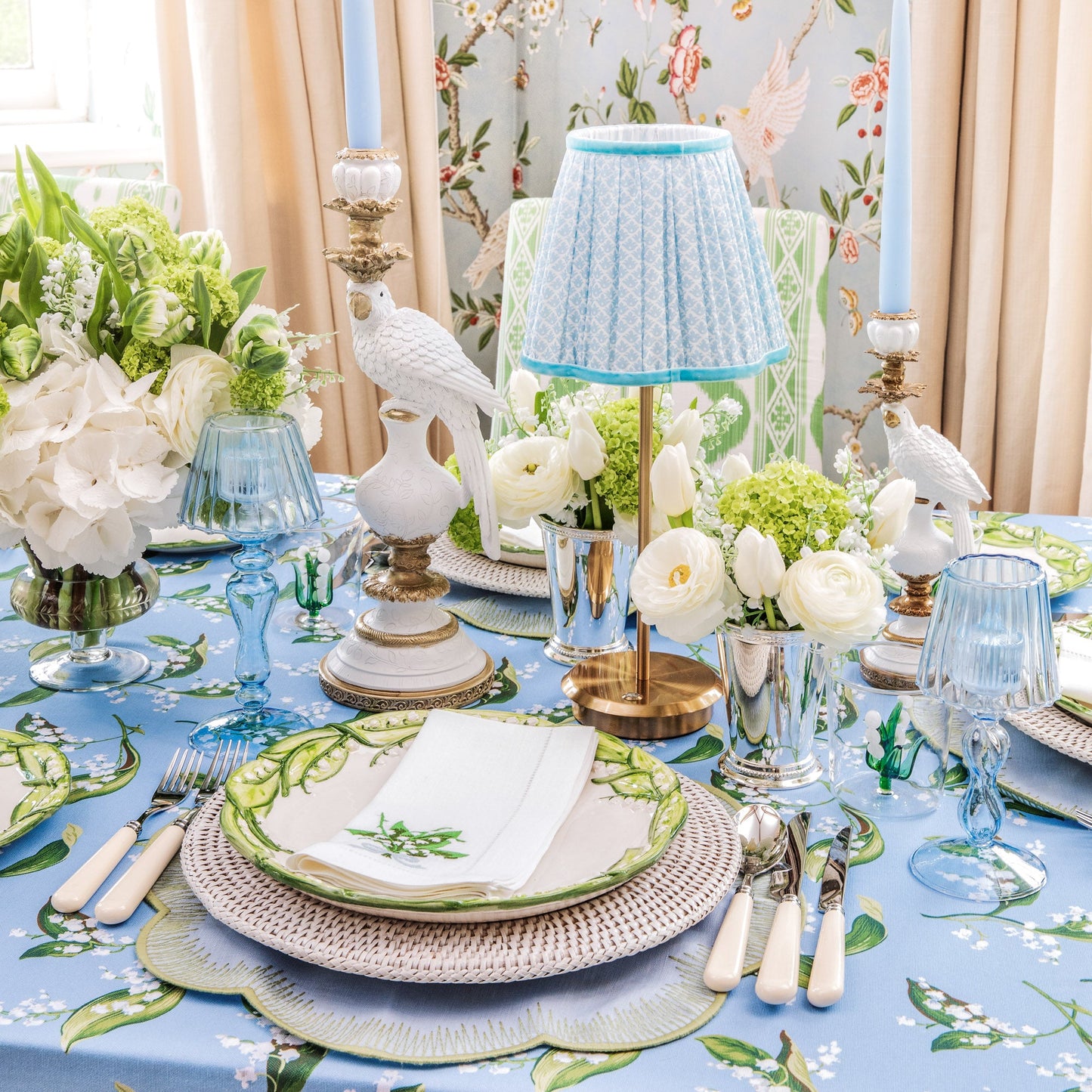 Soft Blue Lotus Lampshade (18cm)