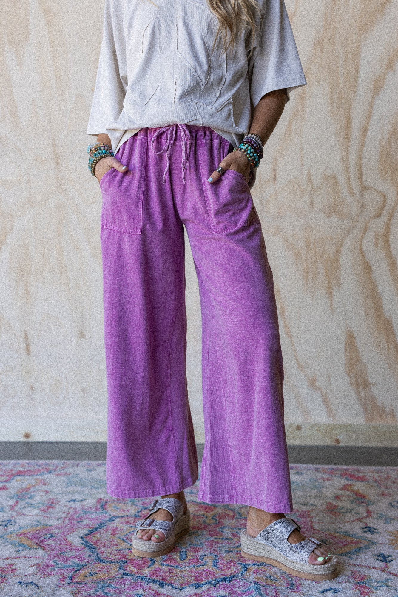 Dream Awake Wide Leg Pants - Pink - Pre Order