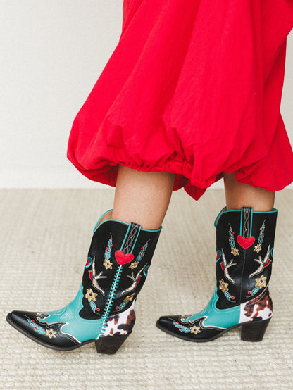 Elsie Bootie - Black Turquoise