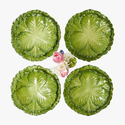 Serena Green Cabbage Dinner & Starter Plates (Set of 8)