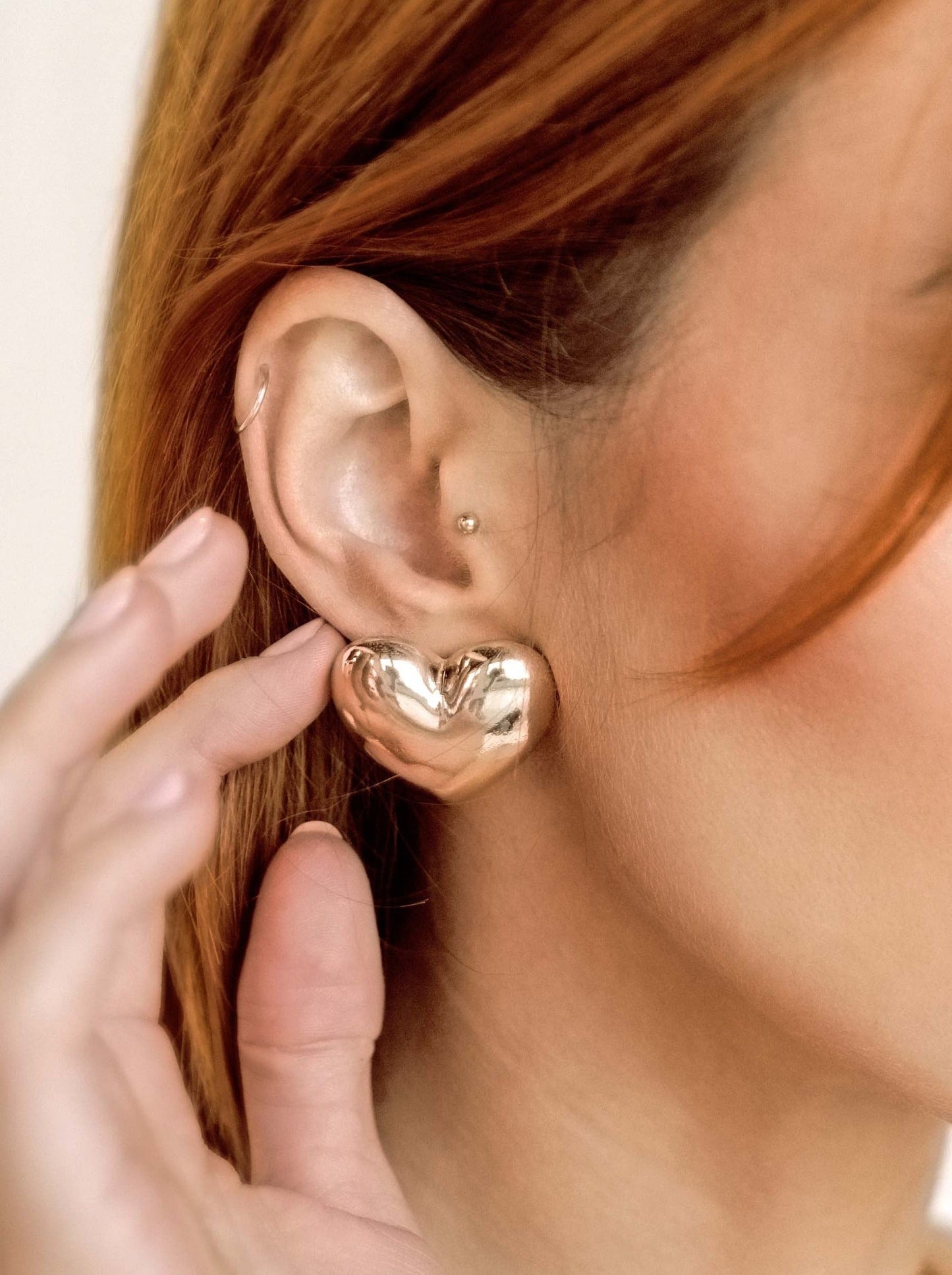 18k Gold Plated Heart Stud Earrings
