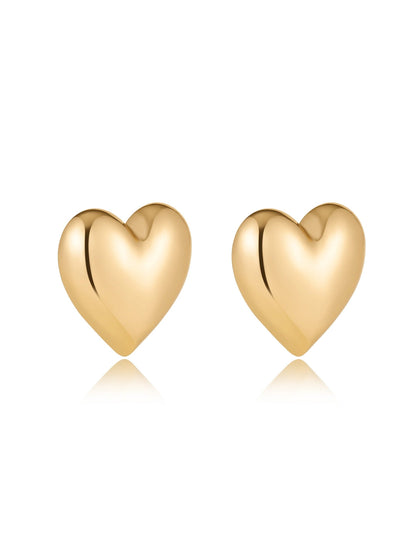 18k Gold Plated Heart Stud Earrings