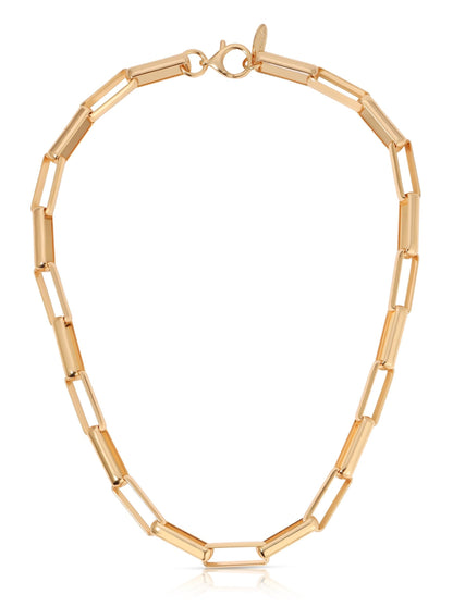 18k Gold Plated Rectangular Link Necklace