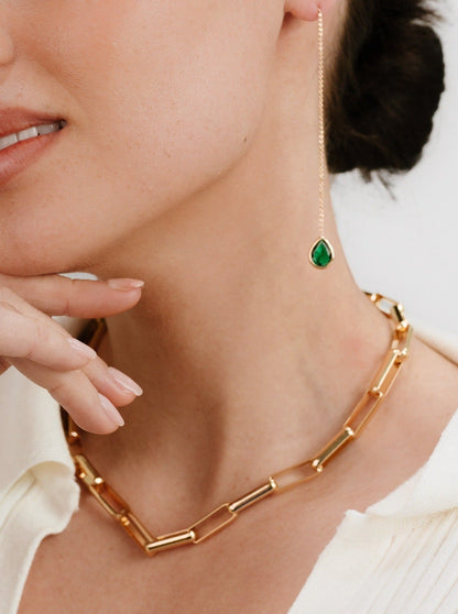 18k Gold Plated Rectangular Link Necklace