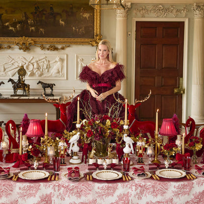 Burgundy Nutcracker Embroidered Linen Napkins (Set of 4)