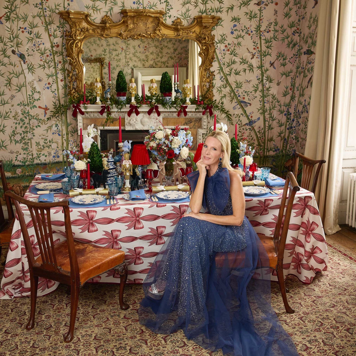 Red Bow Candycane Tablecloth