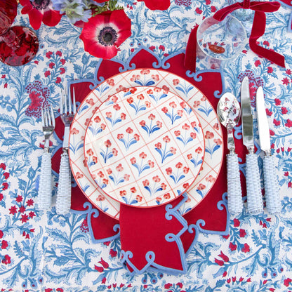 Blue & Red Floral Trellis Dinner Plates (Set of 4)