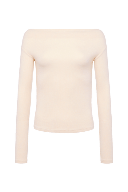 Slinky Rib Off-The-Shoulder Shirt | Bone