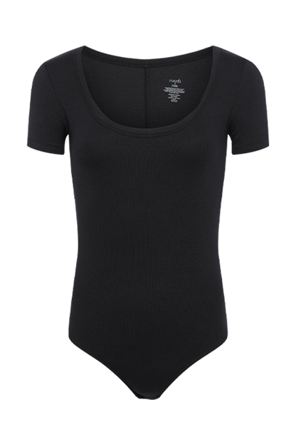 Slinky Rib Short Sleeve Bodysuit | Black