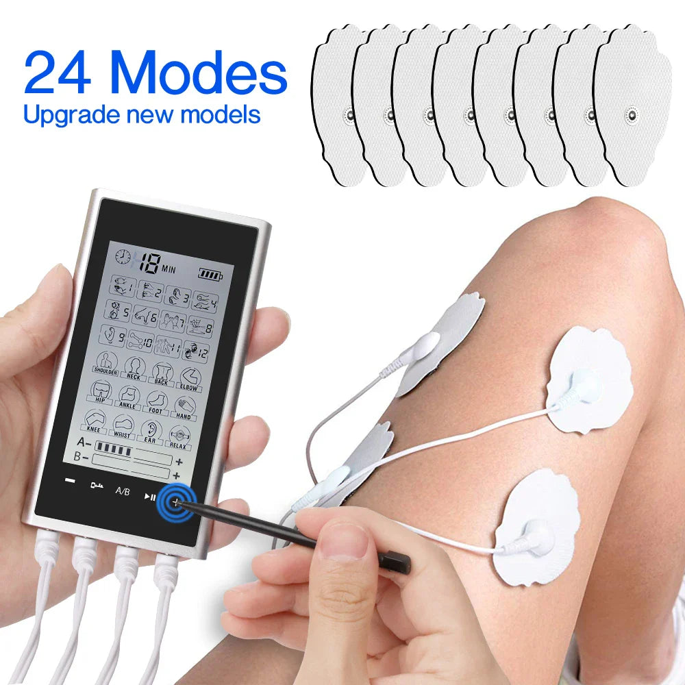 4 Output Channel 24 Modes EMS Eletric Professional Muscle Stimulation Physiotherapy Tens Electrodes Machines Body Massager Pads