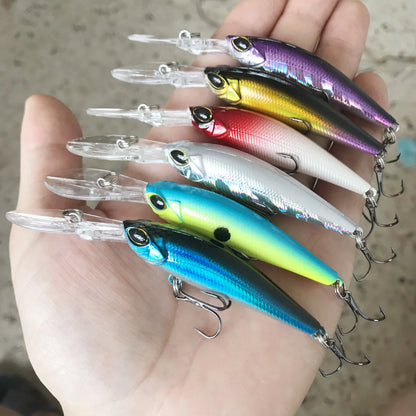 Floating Minnow Fishing Lure – 9cm, 5.8g, Crankbait Wobbler, 6 Colors, Bass & Pike