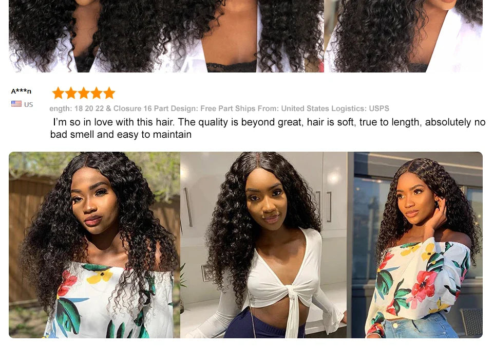 Ali Grace Hair Malaysian Deep Wave Hair Wigs Pre-Plucked 13X4 Lace Front Human Hair Wigs Natural Hairline With Baby Hair