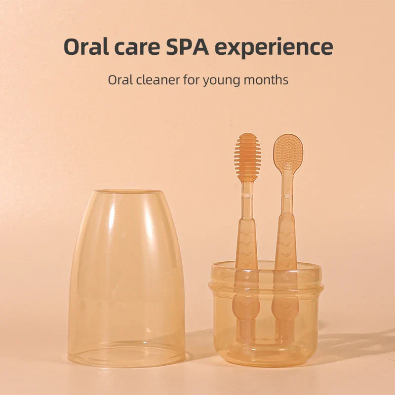 Baby Tongue Coated Toothbrush Set Baby Newborn Oral Cleaner Silicone Toothbrush Silicone Toothbrush for Kids