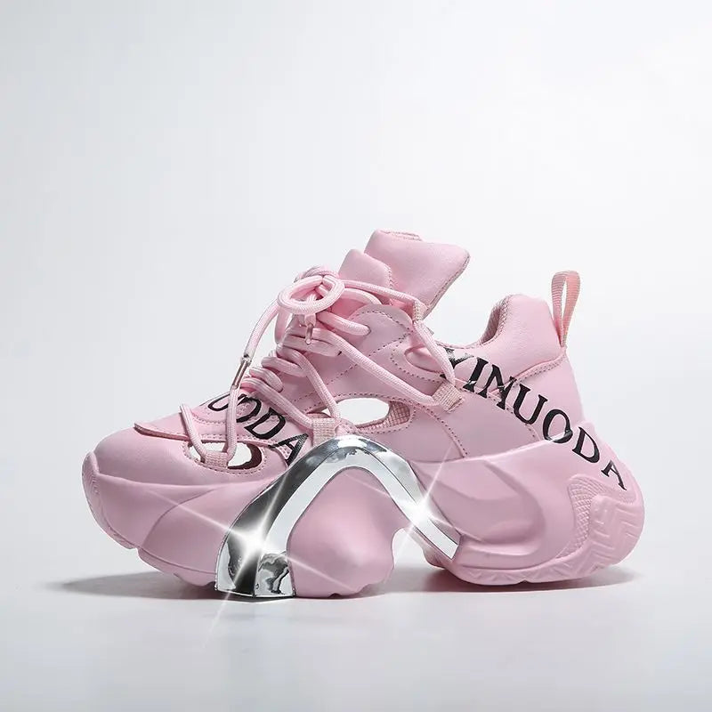 Breathable Tenis Feminino  Casual Running Sports Summer Platform Thick Rubber Sole Shoe Pink Sneakers for Women