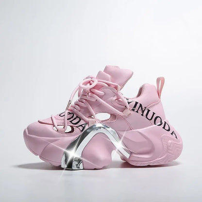 Breathable Tenis Feminino  Casual Running Sports Summer Platform Thick Rubber Sole Shoe Pink Sneakers for Women