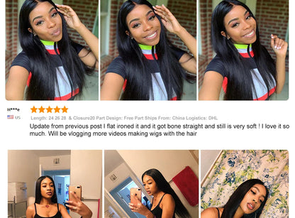 Ali Grace 5x5 HD Closure Brazilian Straight Hair HD/Transparent Lace Closure Pure-Hand Tied Human Hair Lace Closure 14-20Inch