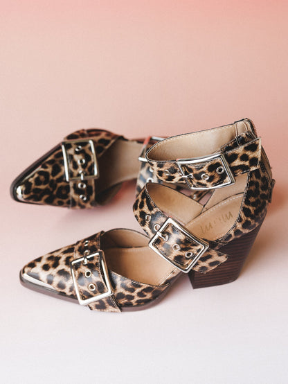 Hendrix Buckle Bootie - Leopard Beige
