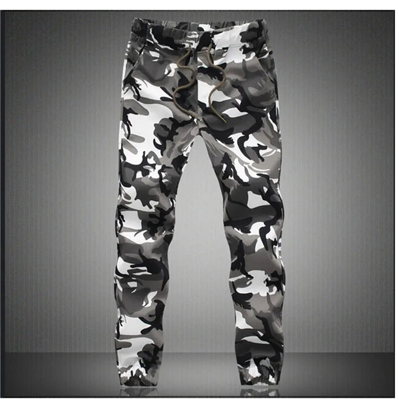 Men's Camo Jogger Cargo Pants – Cotton, Drawstring, Loose Fit, 4 Colors, M-5XL