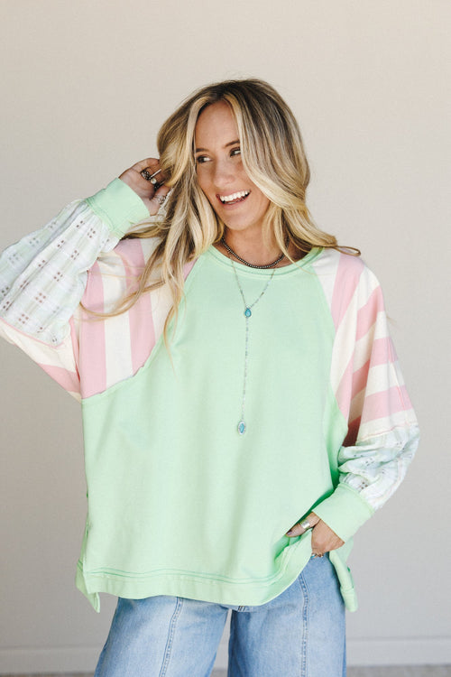 Bold Moves Contrast Top - Green - Pre Order