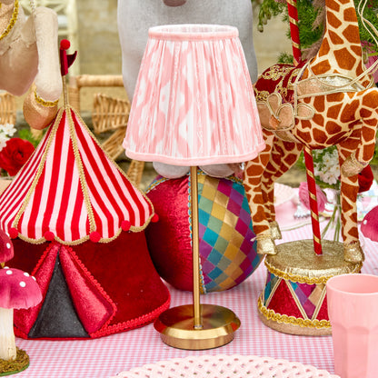 Tall Rechargeable Lamp with Pink Ikat Shade (18cm)