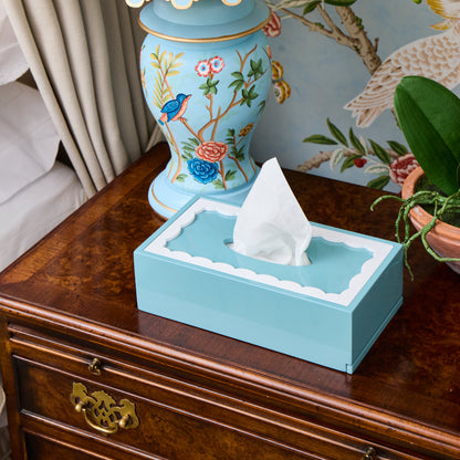 Blue Lacquer Rectangle Tissue Box