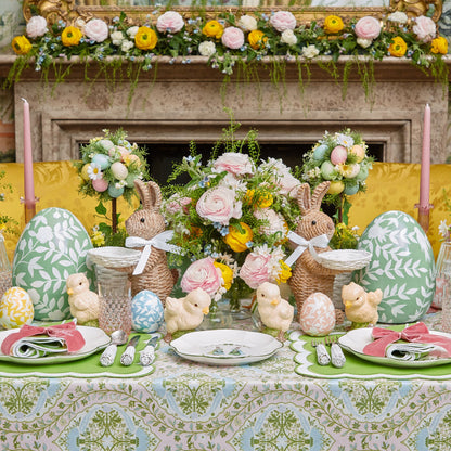 Large Green Floral Tole Egg