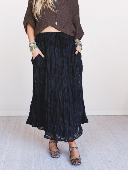 Coyote Bloom Floral Maxi Skirt - Black - Pre Order