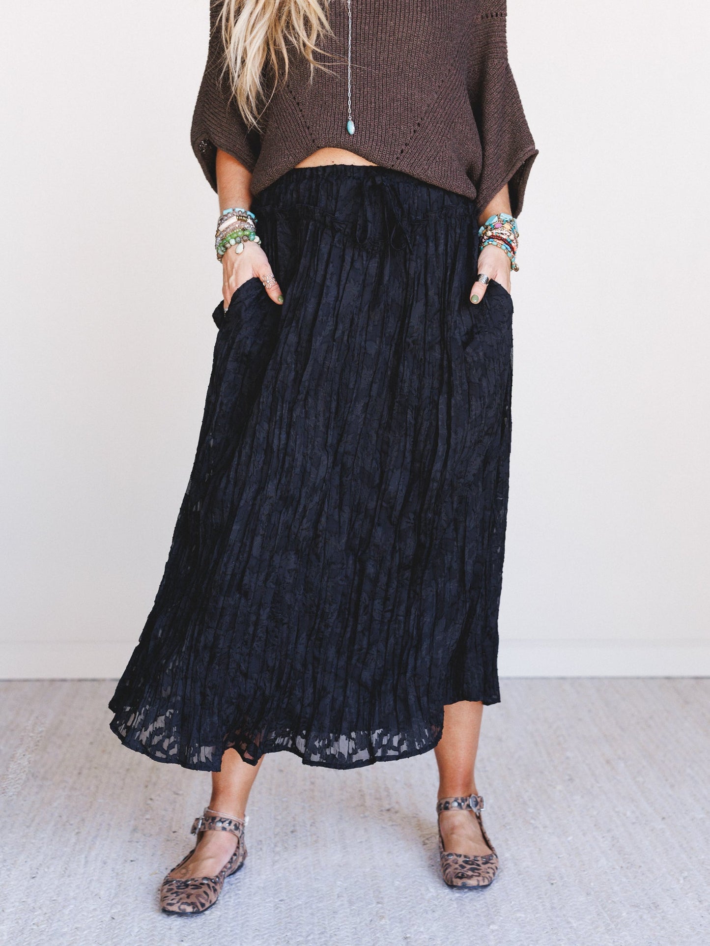 Coyote Bloom Floral Maxi Skirt - Black - Pre Order