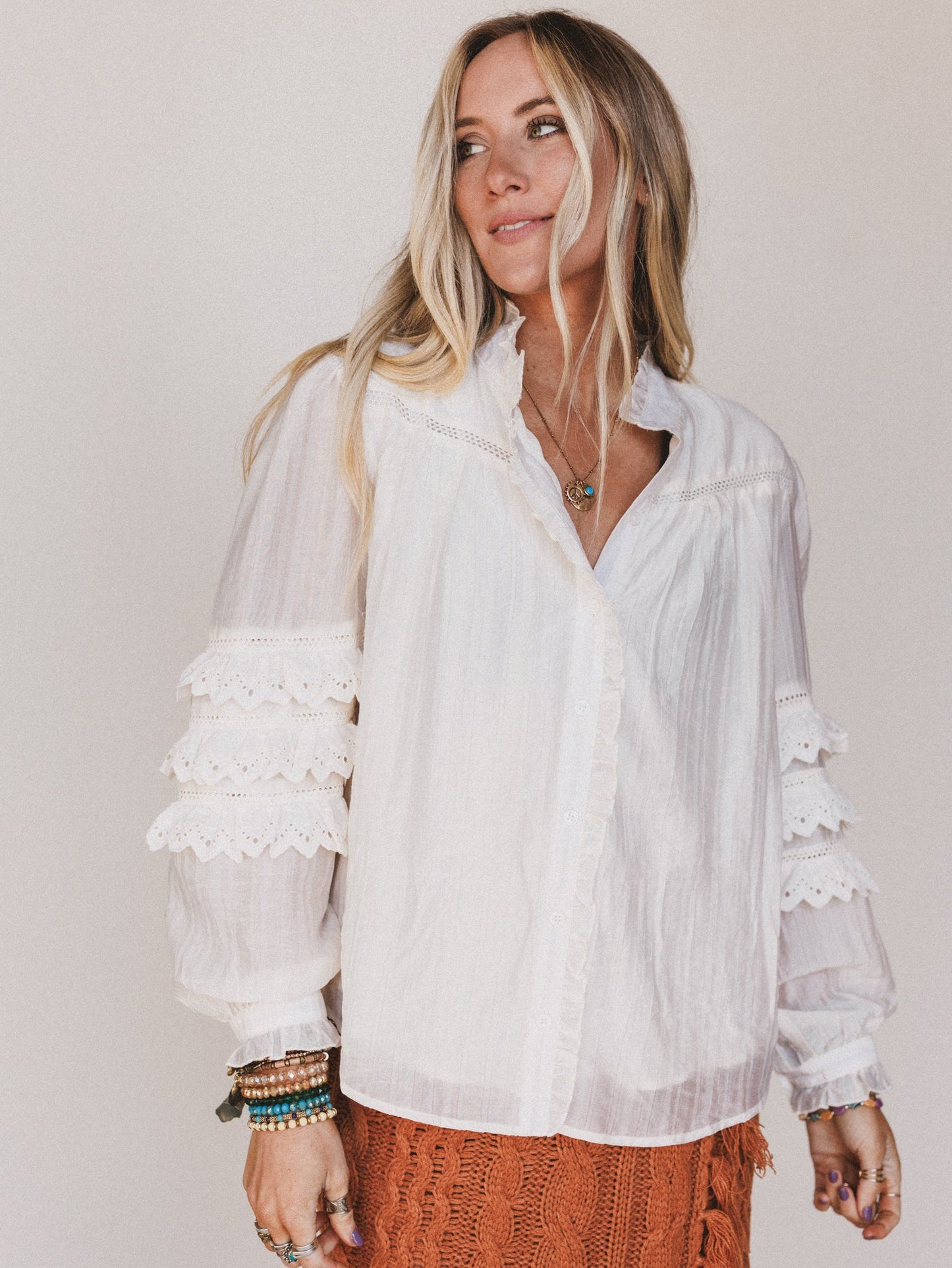 Boho Romance Blouse - Cream - Pre Order