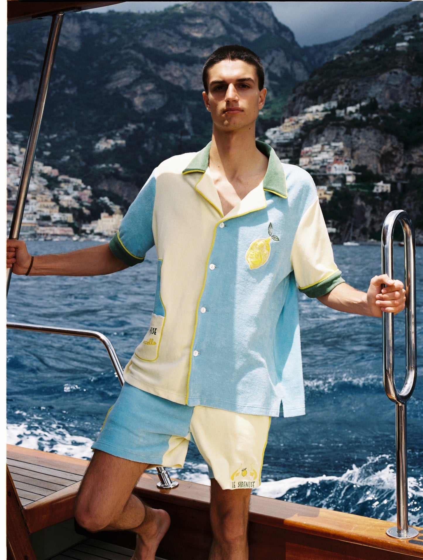 'Le Sirenuse' Limoncello Cabana Shorts (Color Block)