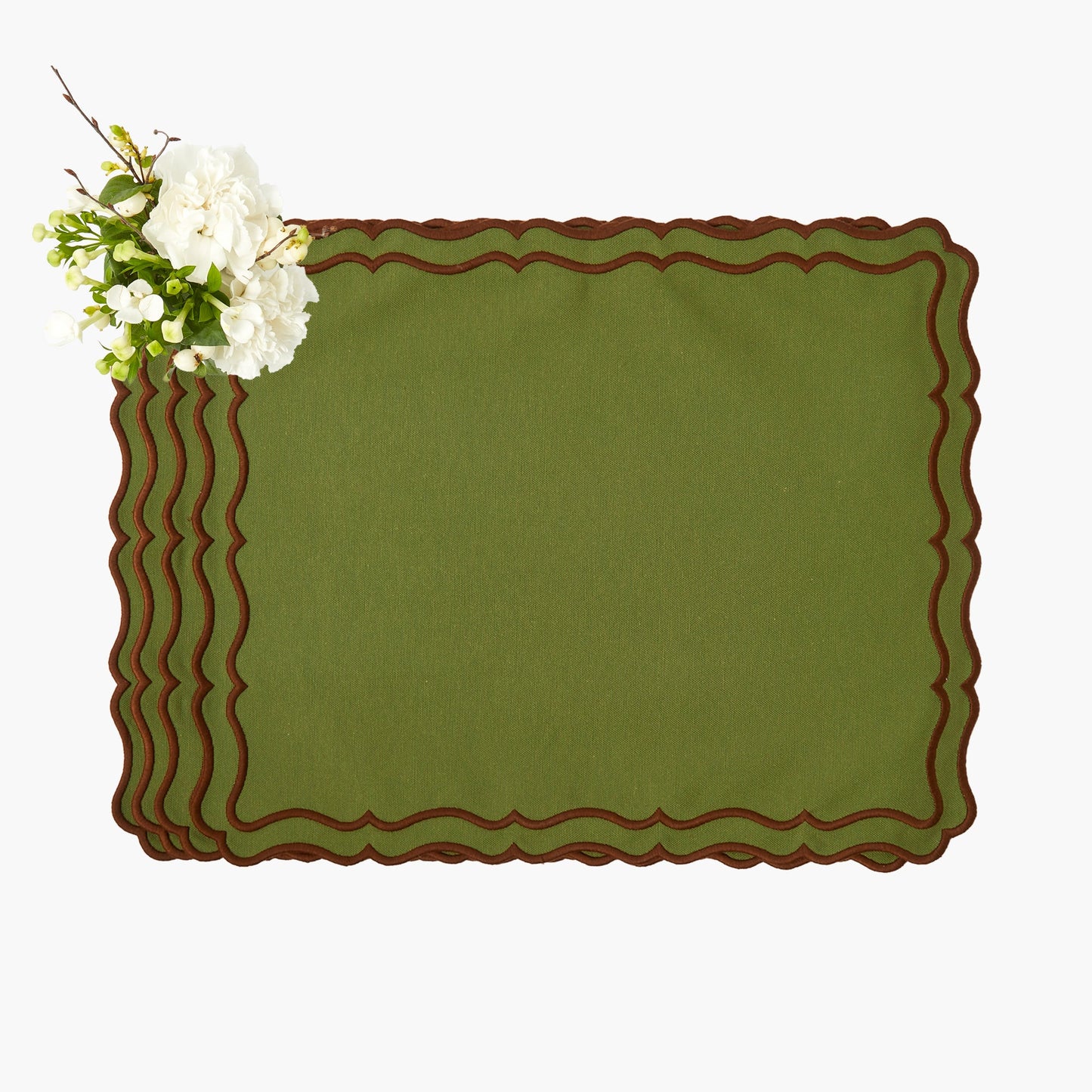 Green & Chocolate Katherine Placemats (Set of 4)