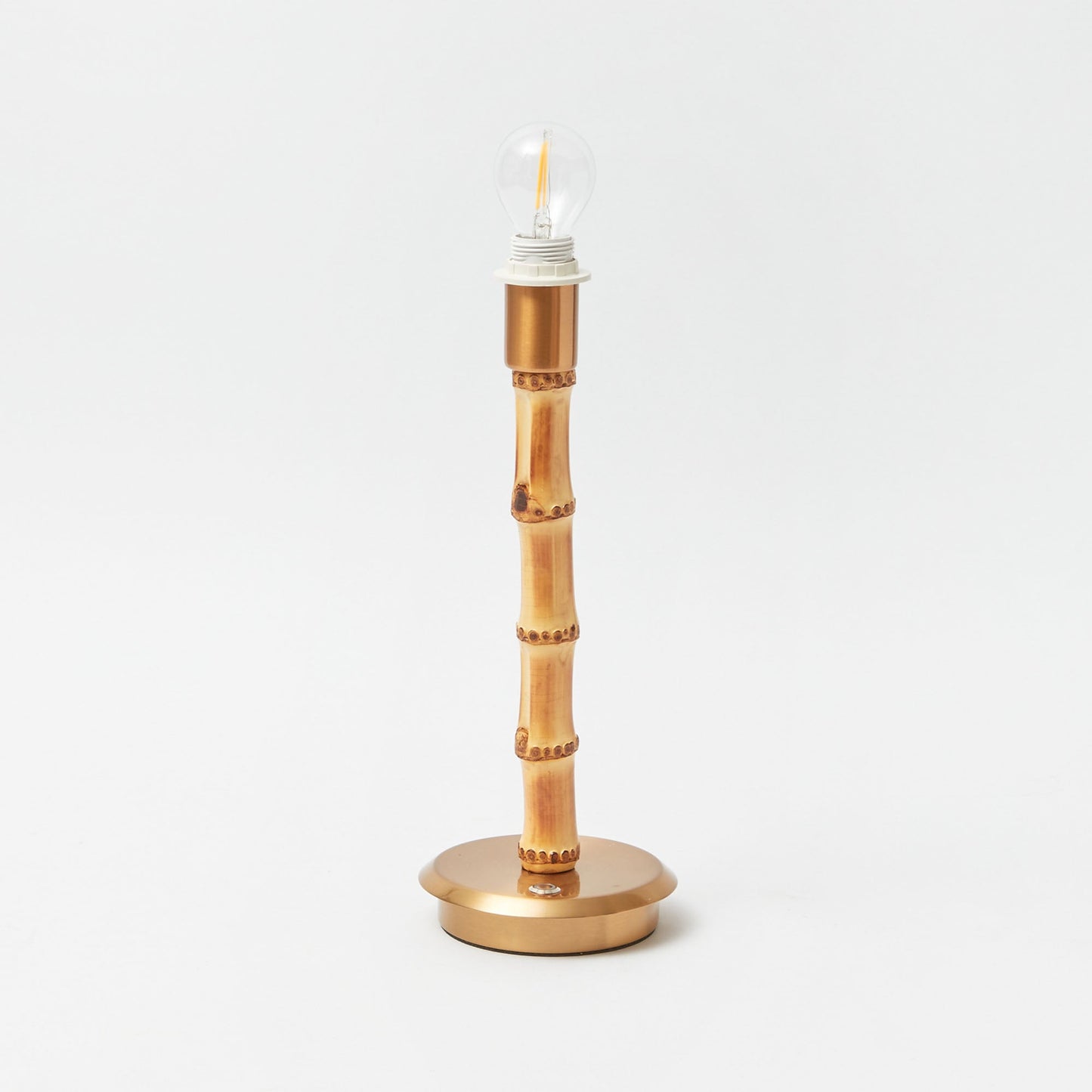 Bamboo Rechargeable Lamp with Soft Blue Lotus Shade (18cm)